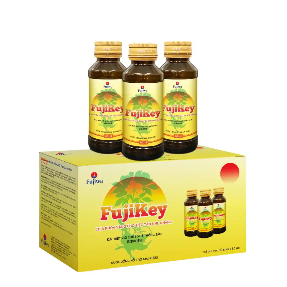 Hộp 10 chai nước uống hỗ trợ hỗ trợ giải độc gan và giải rượu Fujikey 80M