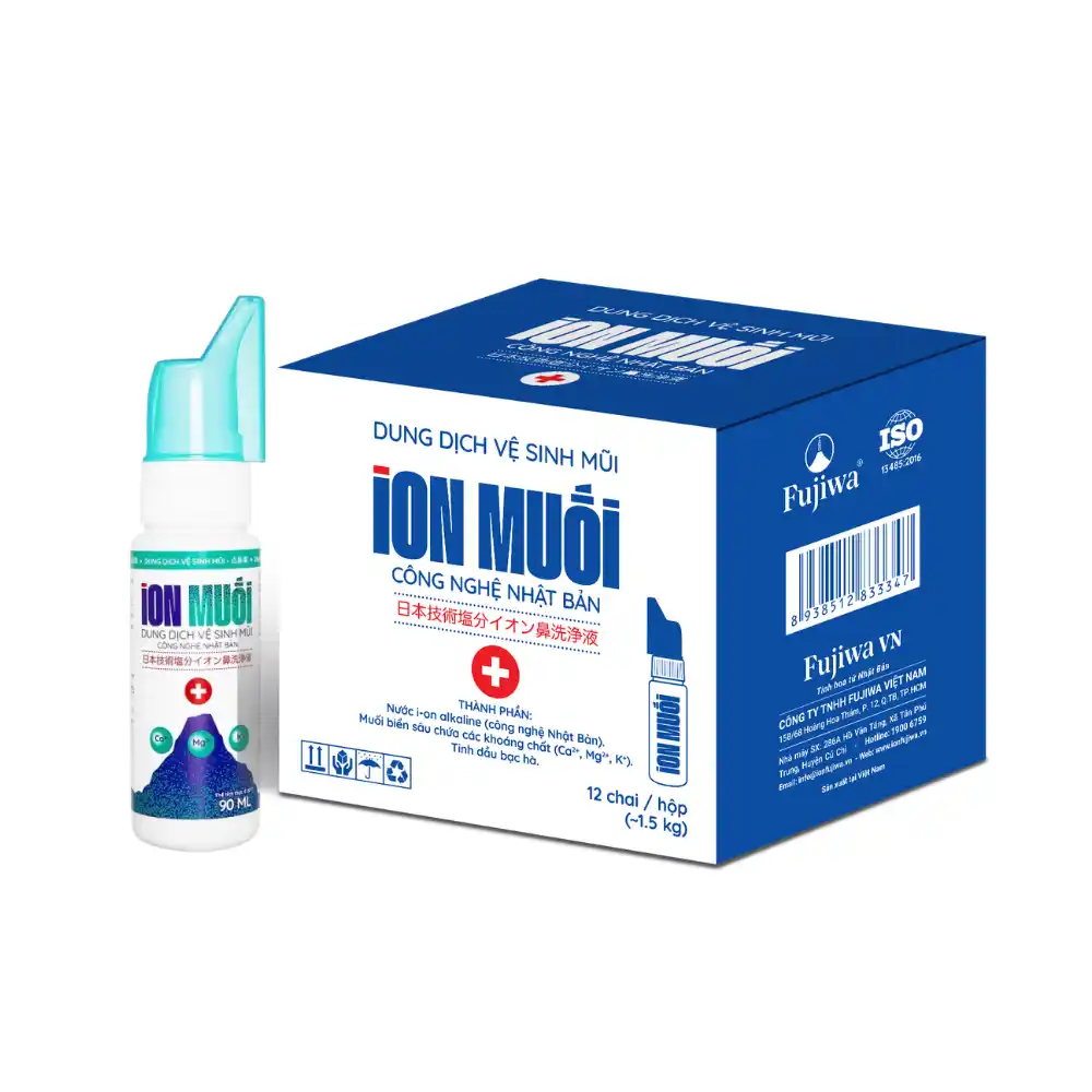 Hộp 12 chai dung dịch vệ sinh mũi Fujisalt I-on muối 90ml