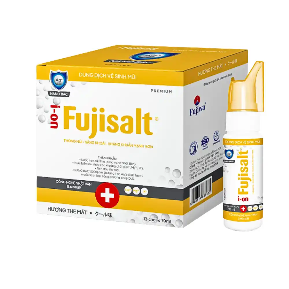 Hộp 12 chai dung dịch vệ sinh mũi Fujisalt Nano bạc 70ml