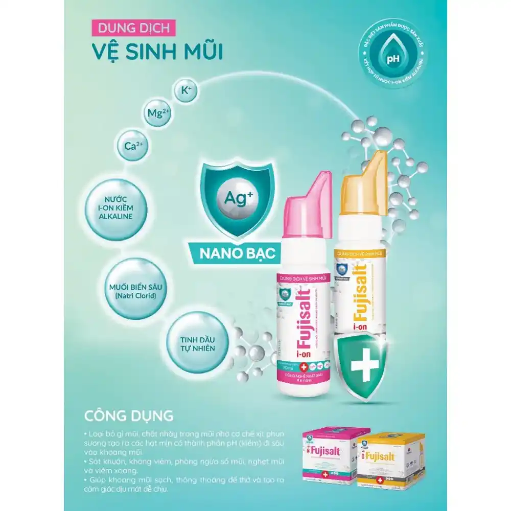 Hộp 12 chai dung dịch vệ sinh mũi Fujisalt Nano bạc 70ml