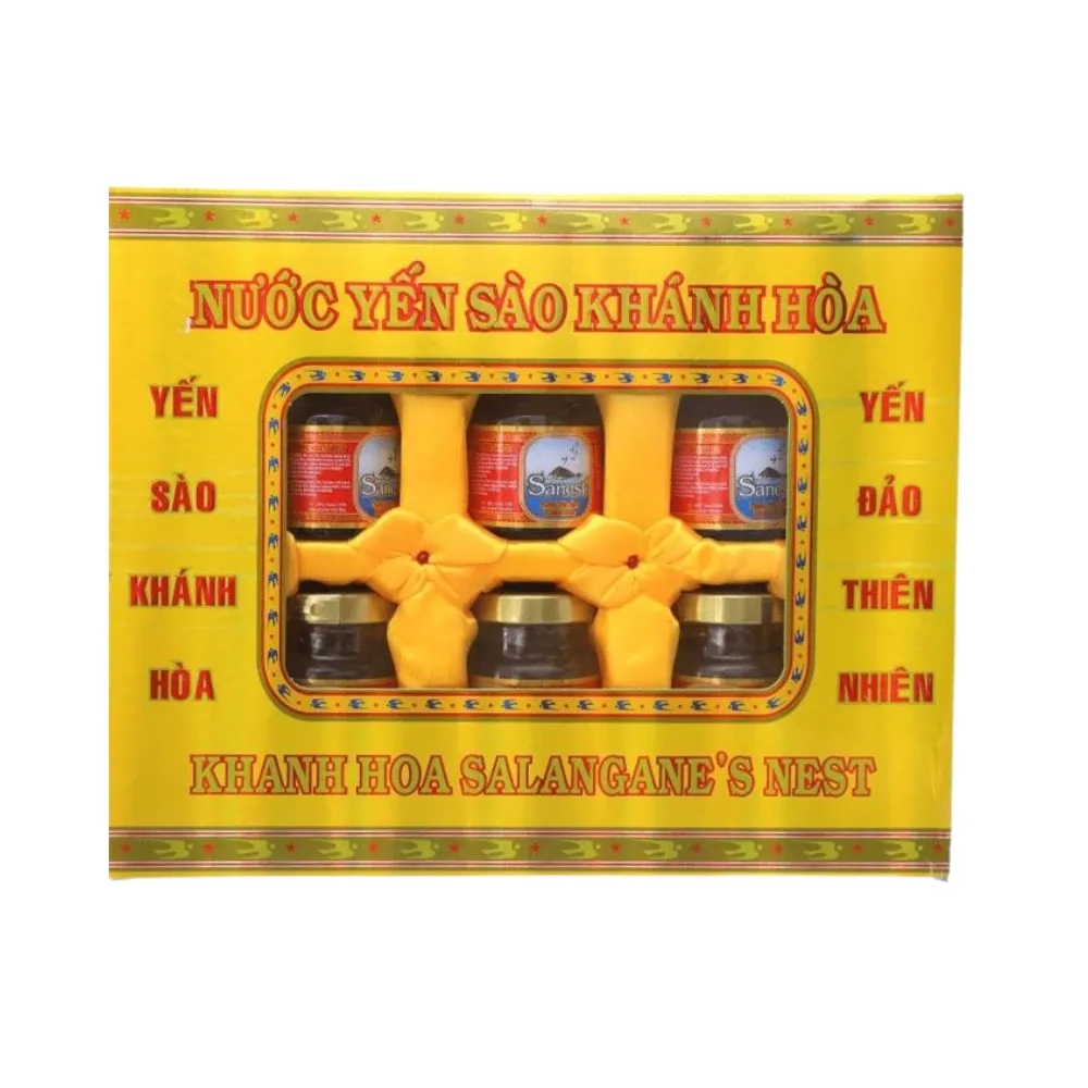 Hộp 6 lọ nước yến sào Khánh Hòa Sanest có đường 70ml