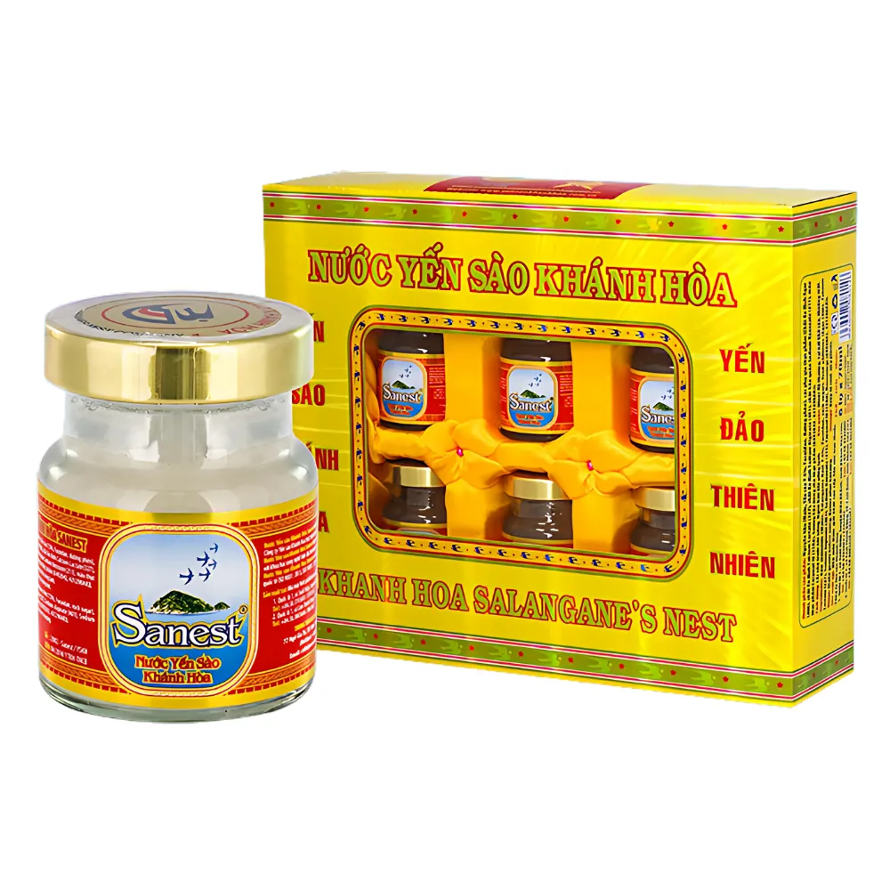 Hộp 6 lọ nước yến sào Khánh Hòa Sanest có đường 70ml