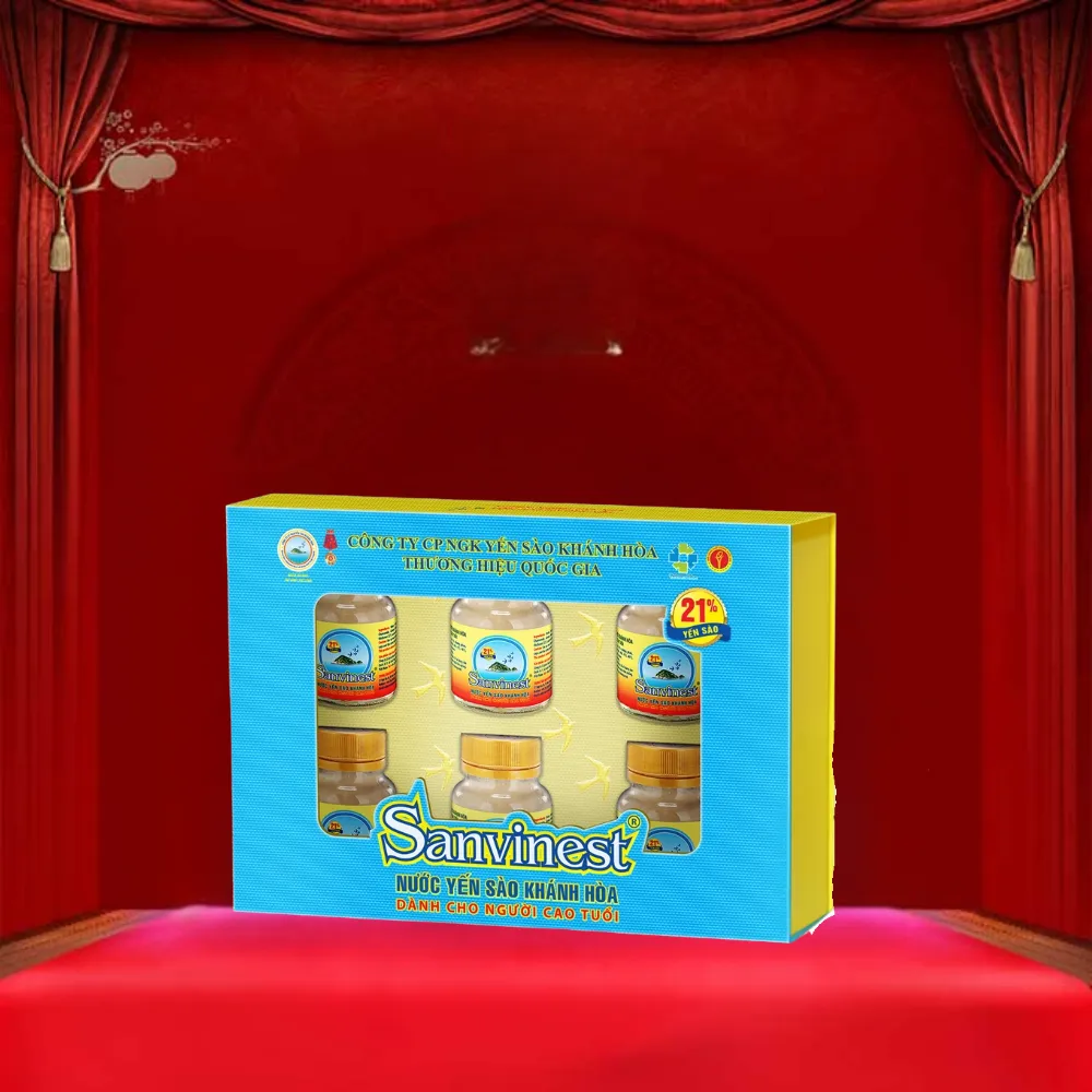 Hộp 6 lọ nước yến sào Khánh Hòa Sanest dành cho người cao tuổi có đường 70ml