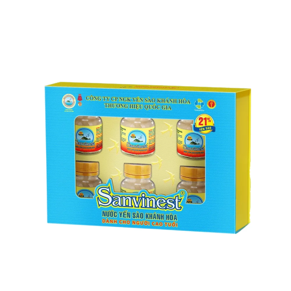 Hộp 6 lọ nước yến sào Khánh Hòa Sanest dành cho người cao tuổi có đường 70ml