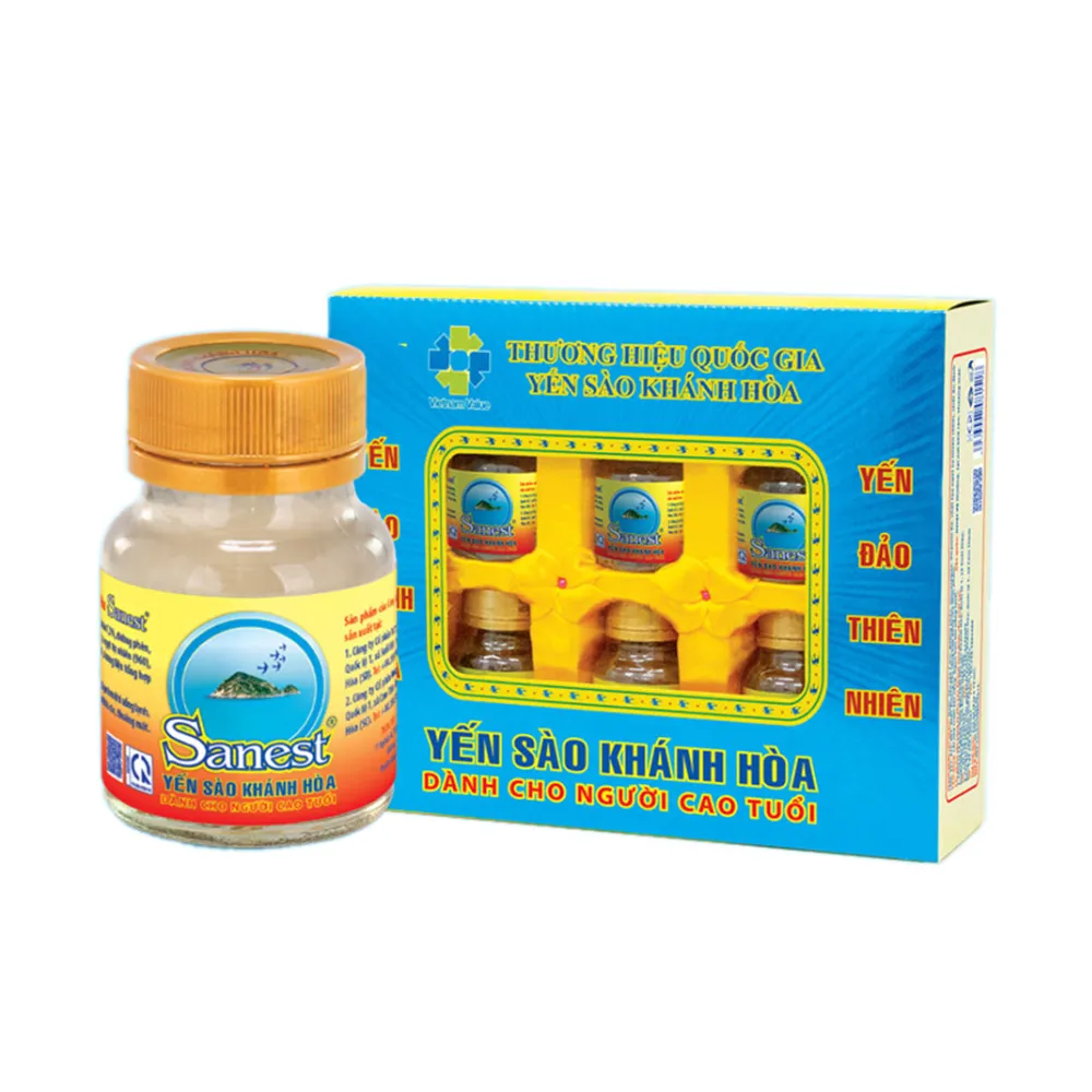 Hộp 6 lọ nước yến sào Khánh Hòa Sanest dành cho người cao tuổi có đường 70ml