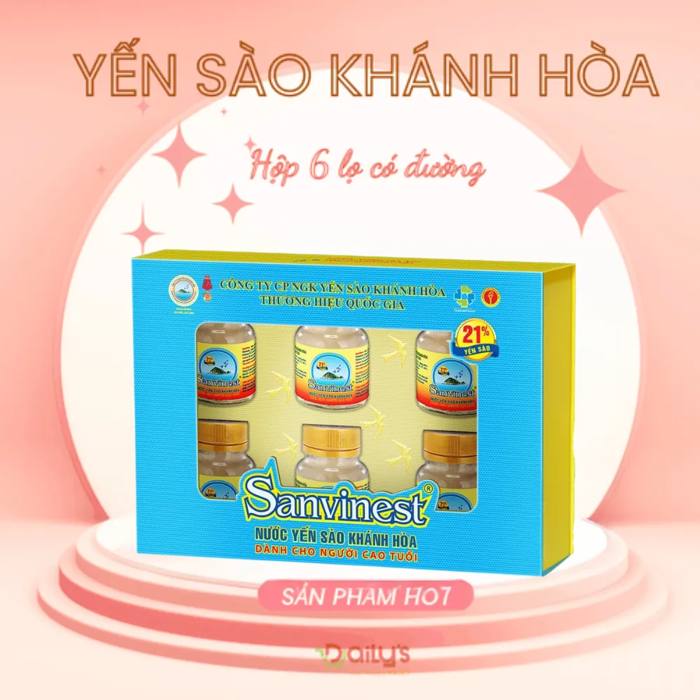 Hộp 6 lọ nước yến sào Khánh Hòa Sanest dành cho người cao tuổi có đường 70ml