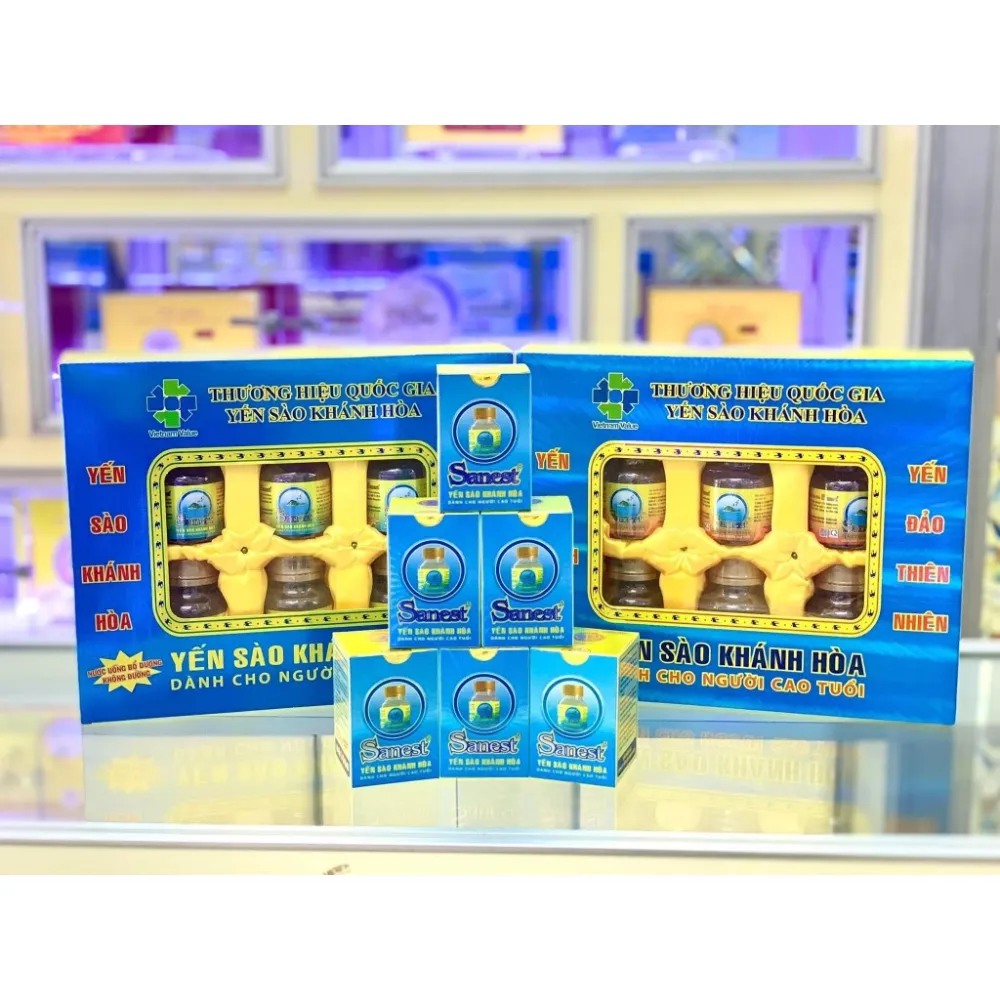 Hộp 6 lọ nước yến sào Khánh Hòa Sanest dành cho người cao tuổi không đường 70ml