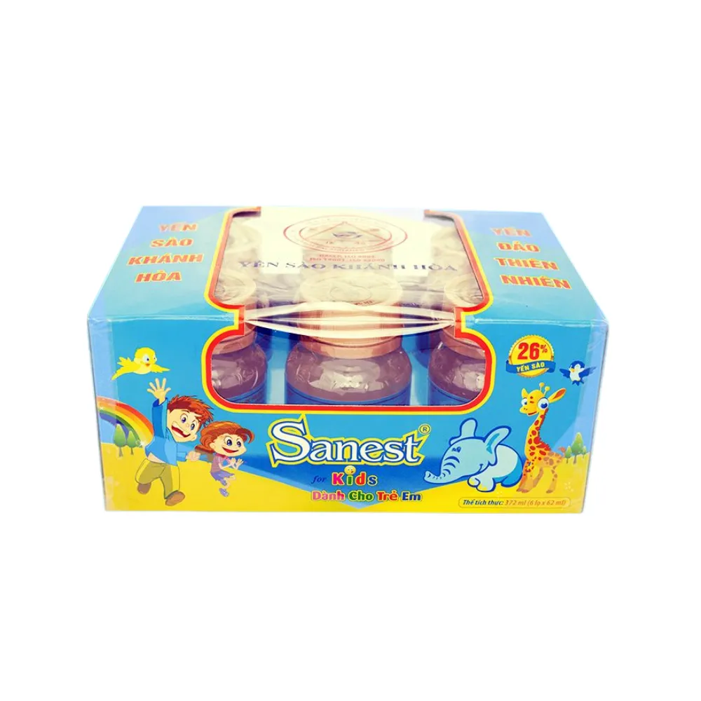 Hộp 6 lọ nước yến sào Khánh Hòa Sanest dành cho trẻ em có đường 70ml