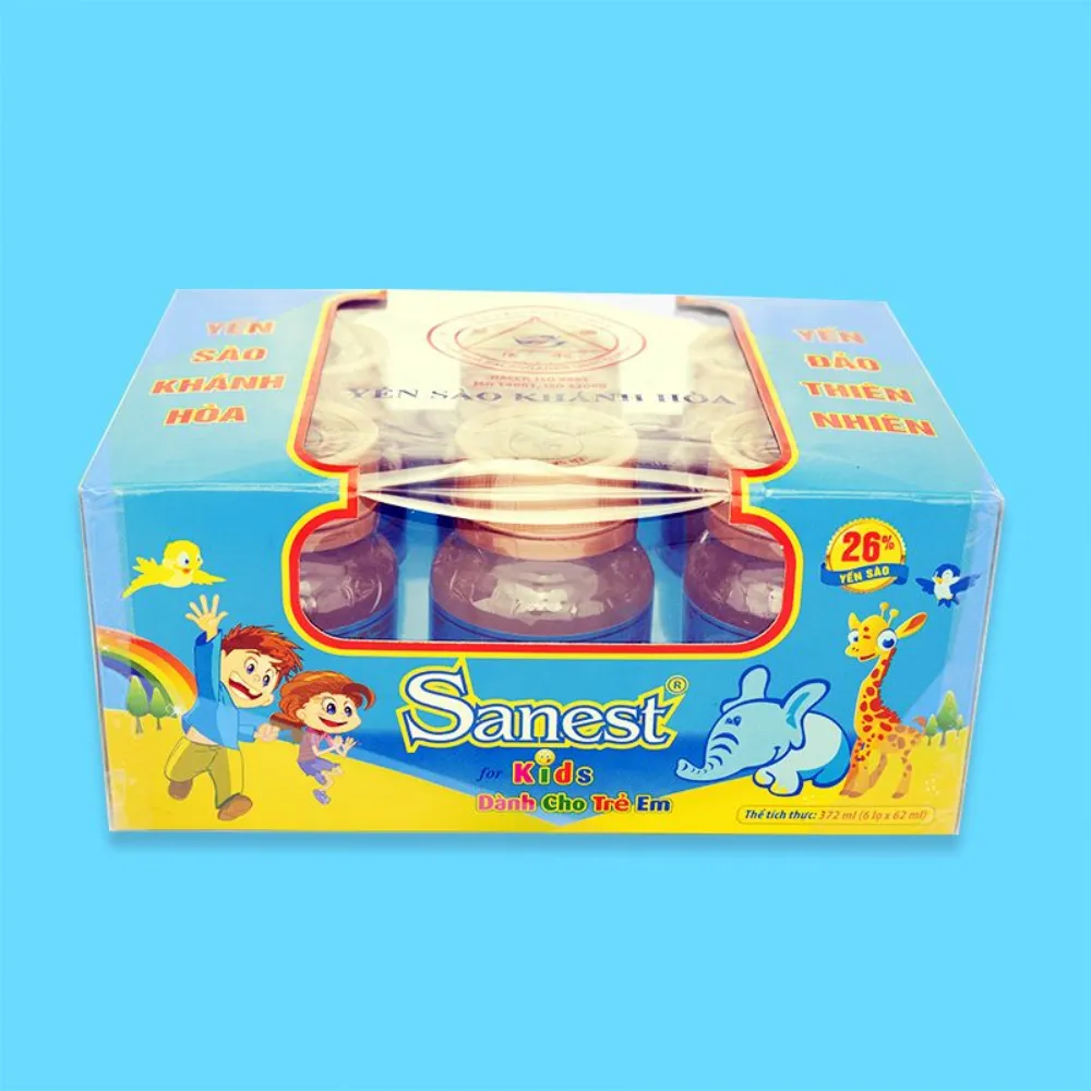 Hộp 6 lọ nước yến sào Khánh Hòa Sanest dành cho trẻ em có đường 70ml