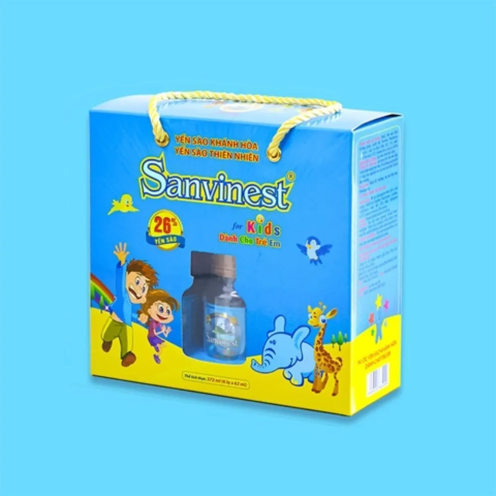 Hộp 6 lọ nước yến sào Khánh Hòa Sanest dành cho trẻ em có đường 70ml