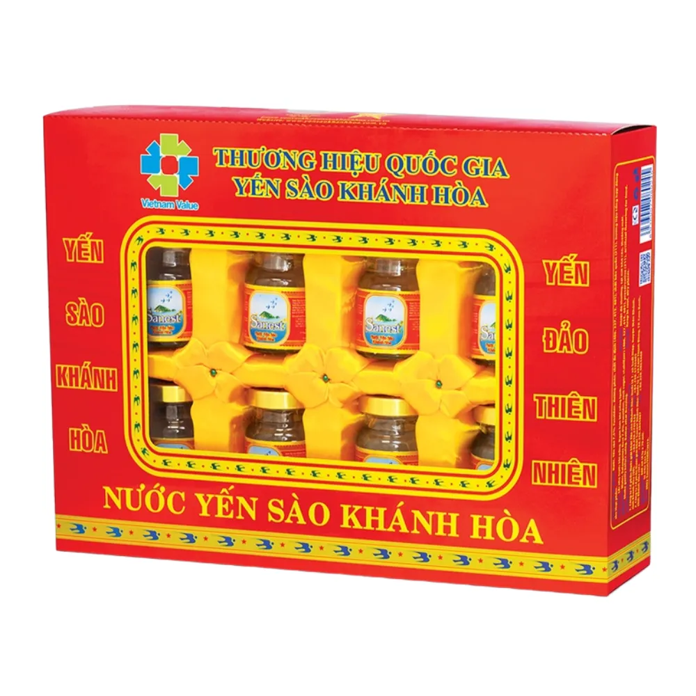 Hộp 8 lọ nước yến sào Khánh Hòa Sanest có đường 70ml