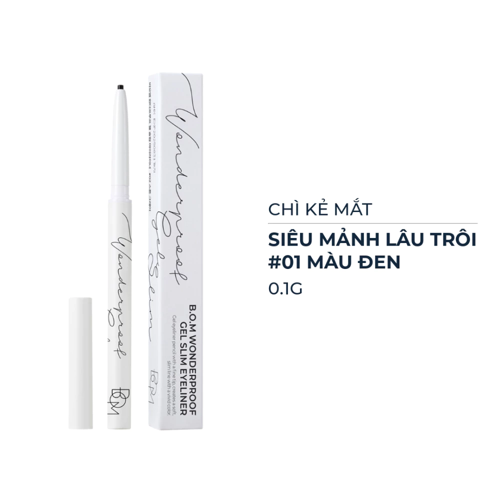 Kẻ mắt B.O.M siêu mảnh lâu trôi - 01 màu đen/03 màu nâu đậm/04 màu nâu tự nhiên 0.1g