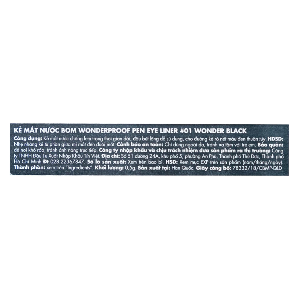 Kẻ mắt nước B.O.M lâu trôi - màu đen 01 Wonder Black/màu nâu 02 Wonder Brown 0.5g