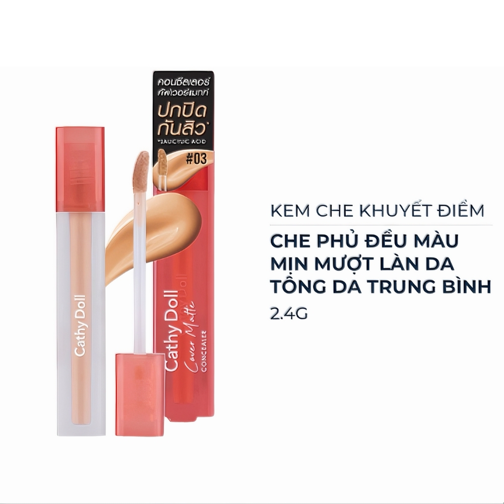 Kem che khuyết điểm Cathy Doll mịn lì 01/02/03 cho da sáng hồng/da sáng/da trung bình 2.4g