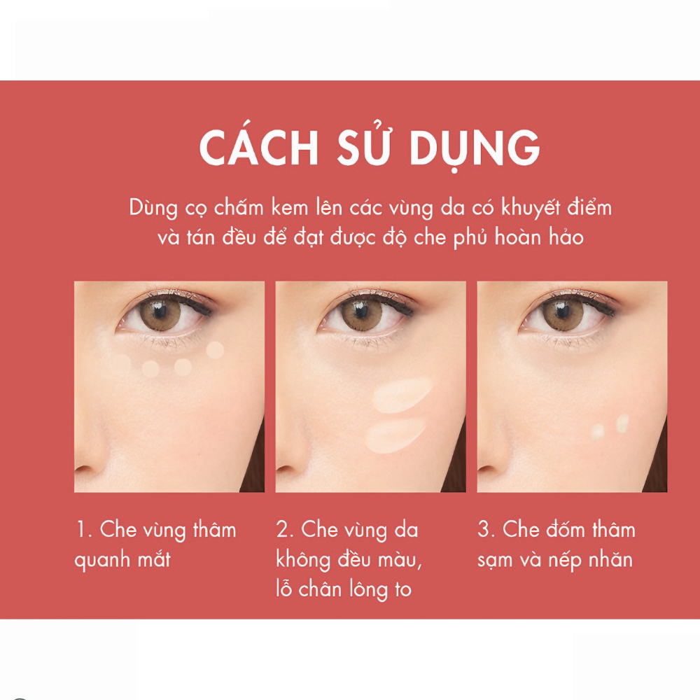 Kem che khuyết điểm Cathy Doll mịn lì 01/02/03 cho da sáng hồng/da sáng/da trung bình 2.4g