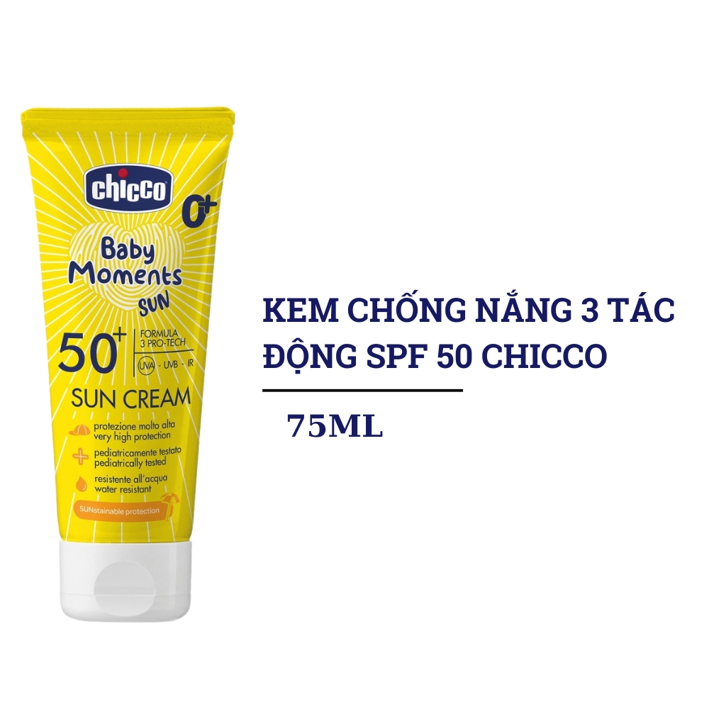 Kem chống nắng 3 tác động SPF 50+ Chicco 75ml
