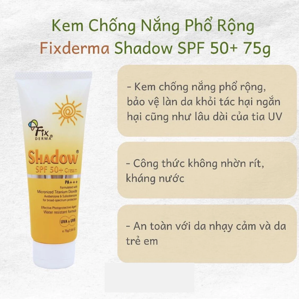Kem chống nắng Fixderma dưỡng ẩm cho da mặt & cơ thể 75g