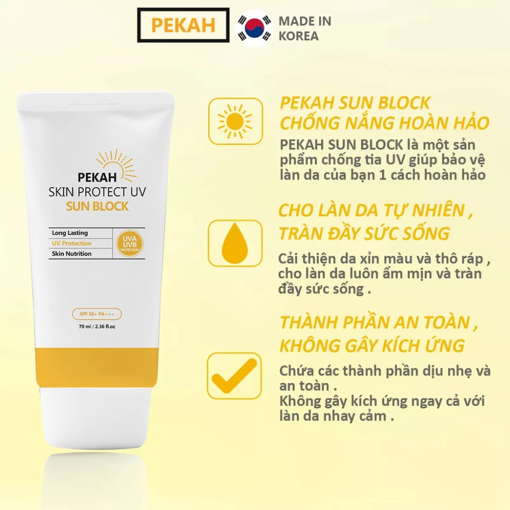 Kem chống nắng Pekah vật lý bảo vệ khỏi tia UV 70ml