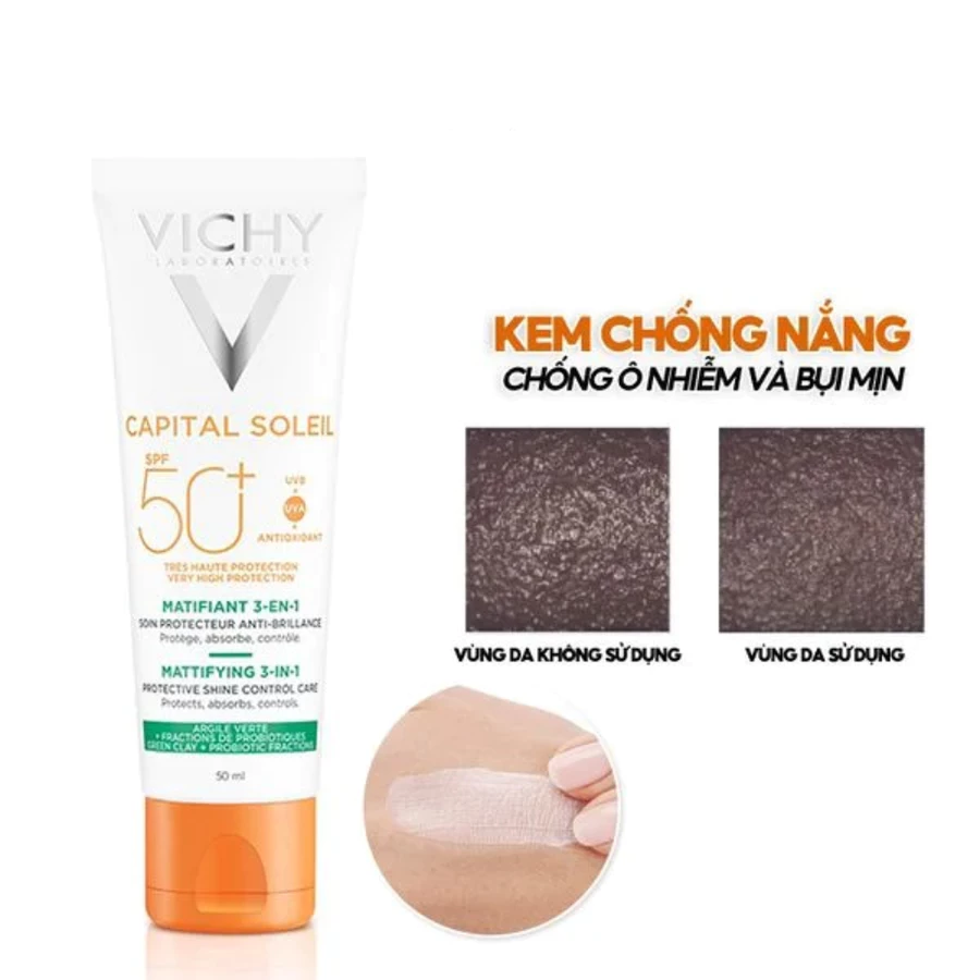 Kem chống nắng Vichy chống bụi mịn cho da dầu mụn 50ml
