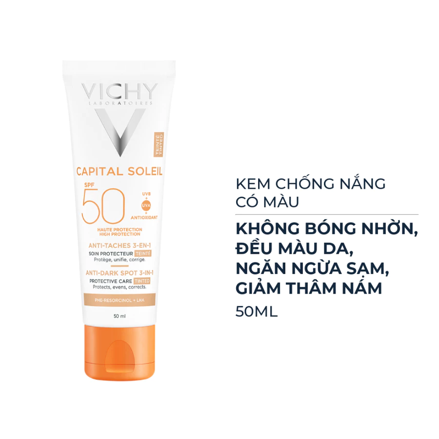 Kem chống nắng Vichy thoáng mịn ngăn sạm da có màu 50ml