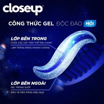 Kem đánh răng Closeup dạng gel tinh thể Blue Sapphire 100g