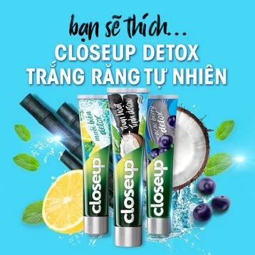 Kem đánh răng Closeup than hoạt tính Detox trắng răng 230g