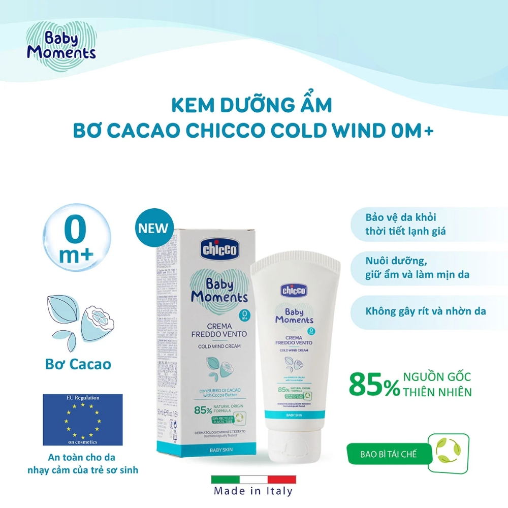 Kem dưỡng ẩm bơ Cacao Chicco Cold Wind 0M+ 50ml