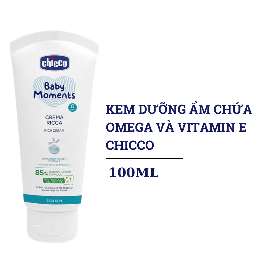 Kem dưỡng ẩm chứa Omega và vitamin E Chicco 100ml