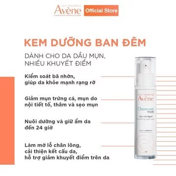 Kem dưỡng đêm Avène hỗ trợ giảm mụn & thâm sẹo mụn 30ml