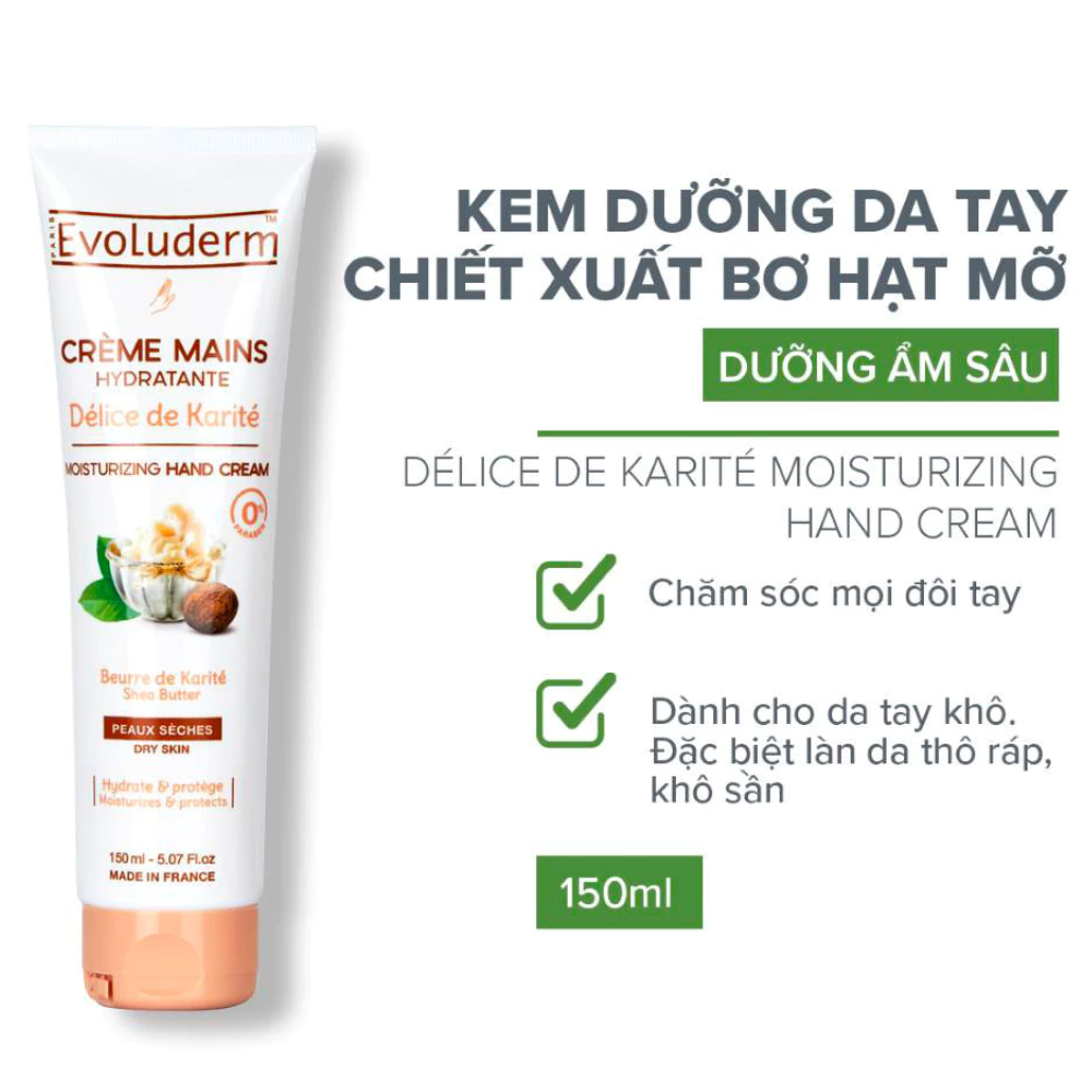 Kem dưỡng tay Evoluderm chiết xuất bơ hạt mỡ dưỡng ẩm sâu 150ml