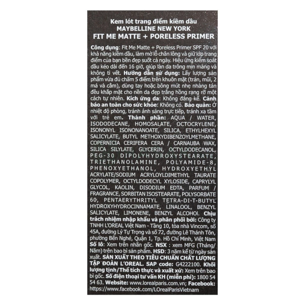 Kem lót Maybelline kiềm dầu ngăn xuống tông SPF 20 30ml