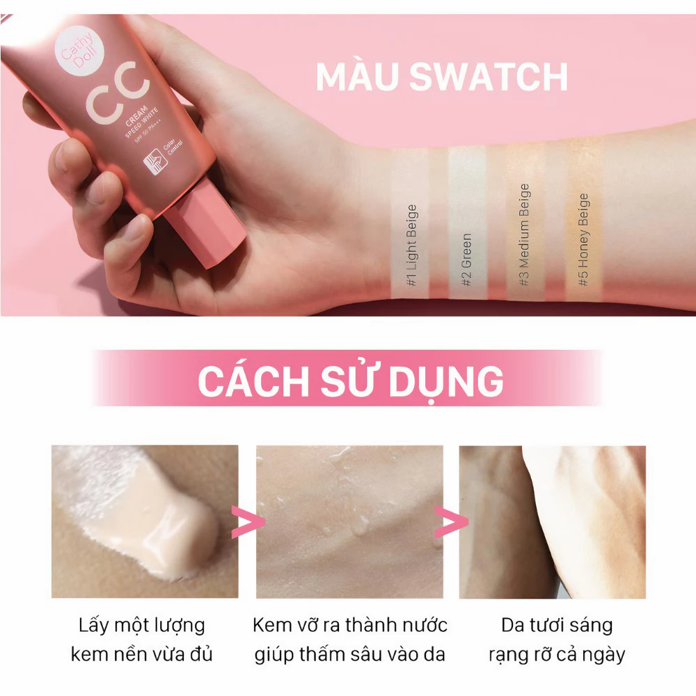Kem nền CC Cathy Doll màu sáng 01 Light Beige 50g