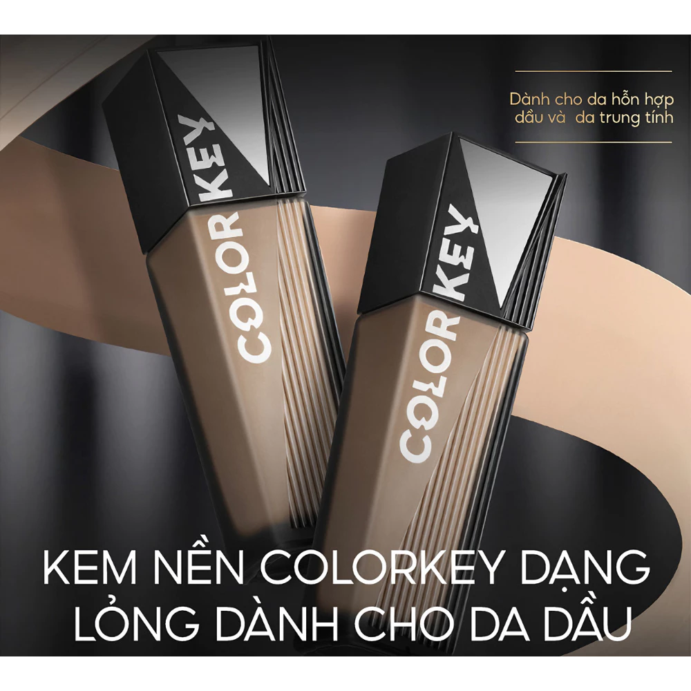 Kem nền Colorkey dạng lỏng lâu trôi W2/W1/C1 cho tông da tự nhiên/sáng ấm/sáng hồng 30g