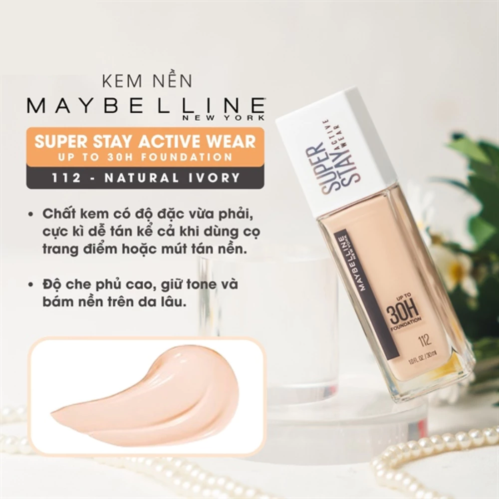 Kem nền Maybelline 30h lâu trôi che phủ cao - #110/#112 30ml