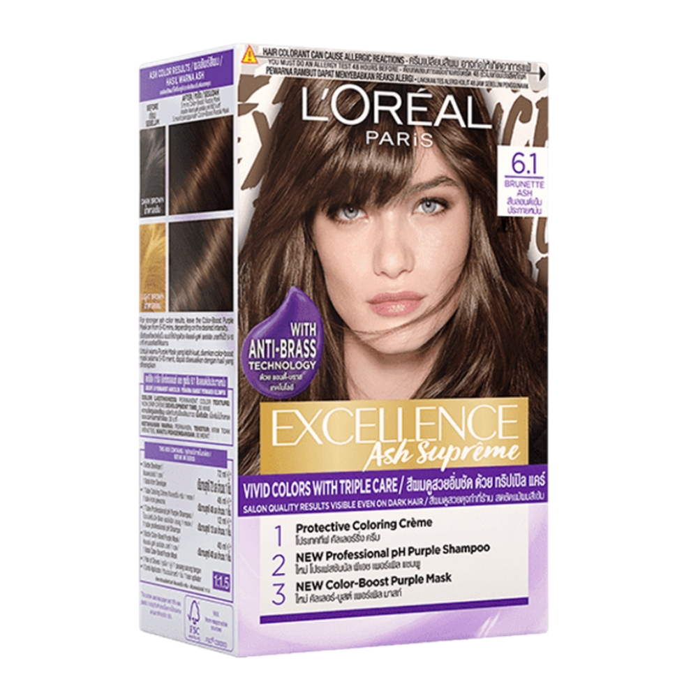 Kem nhuộm L'Oreal dưỡng tóc sâu - nâu ánh tro/nâu lạnh/nâu đồng cam/nâu mật ong khói 172ml