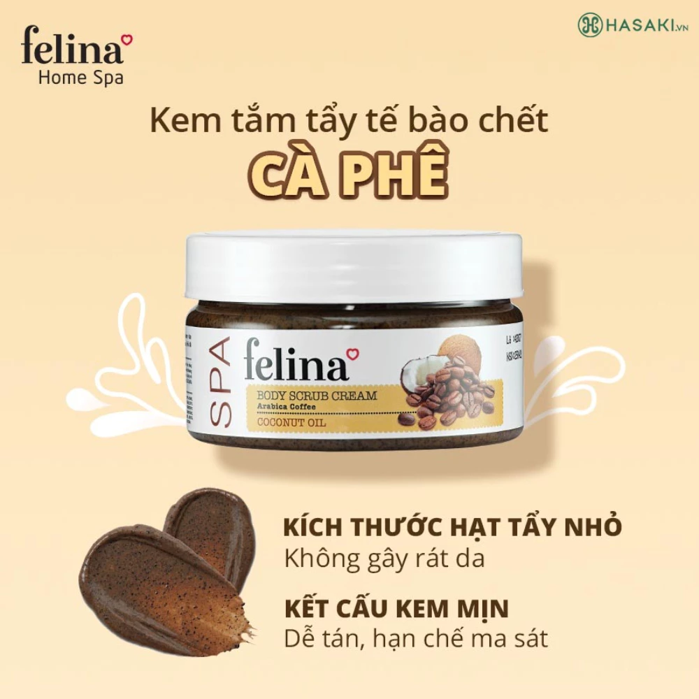 Kem tắm tẩy tế bào chết Felina cà phê & tinh dầu dừa 400g