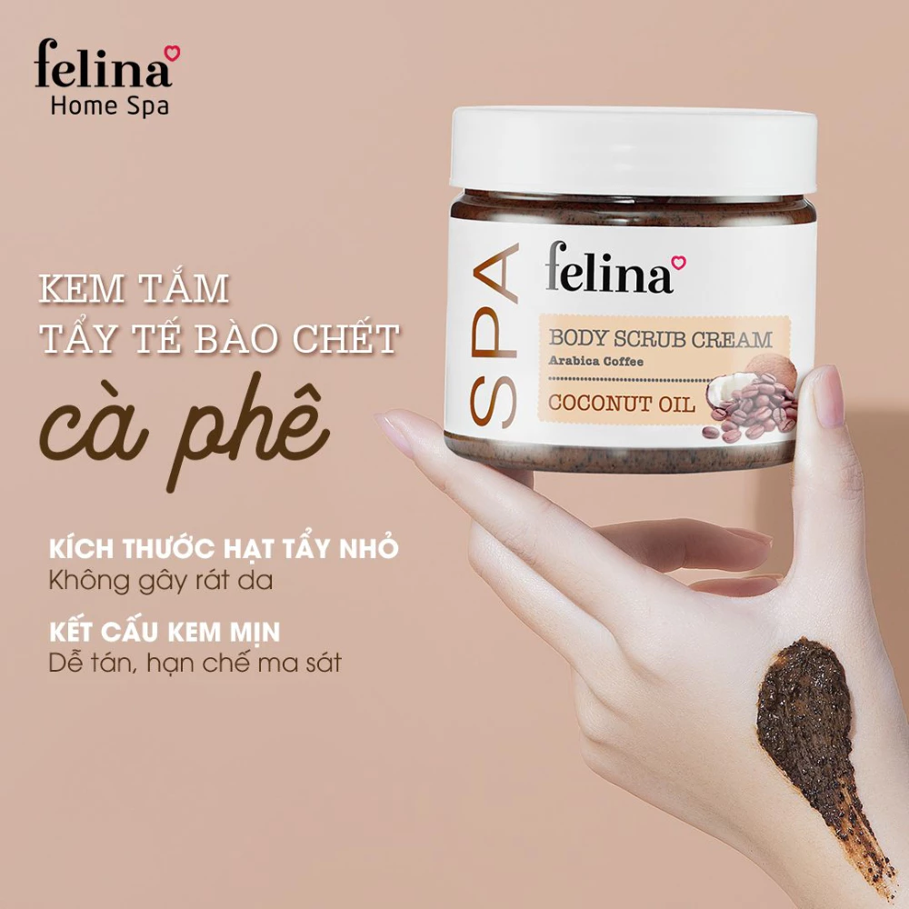 Kem tắm tẩy tế bào chết Felina cà phê & tinh dầu dừa 400g