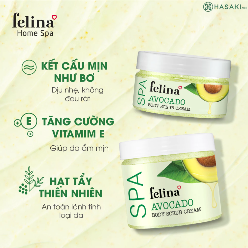Kem tắm tẩy tế bào chết Felina chiết xuất bơ 200g /400g
