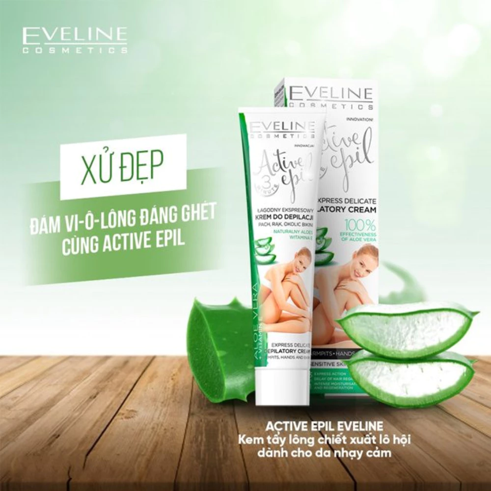 Kem tẩy lông Eveline từ Lô Hội cho da nhạy cảm 125ml