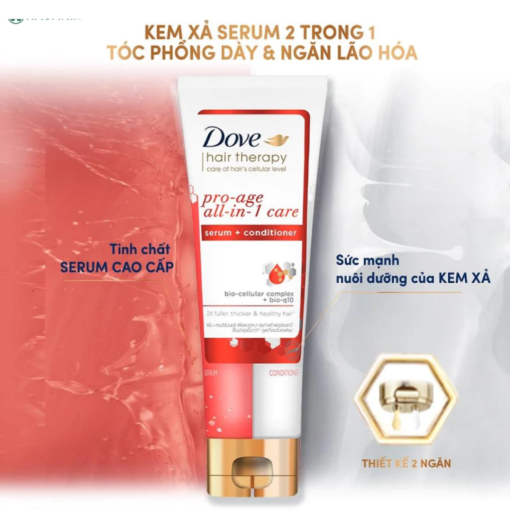Kem xả Dove serum 2in1 tóc phồng dày & ngăn lão hóa 230ml