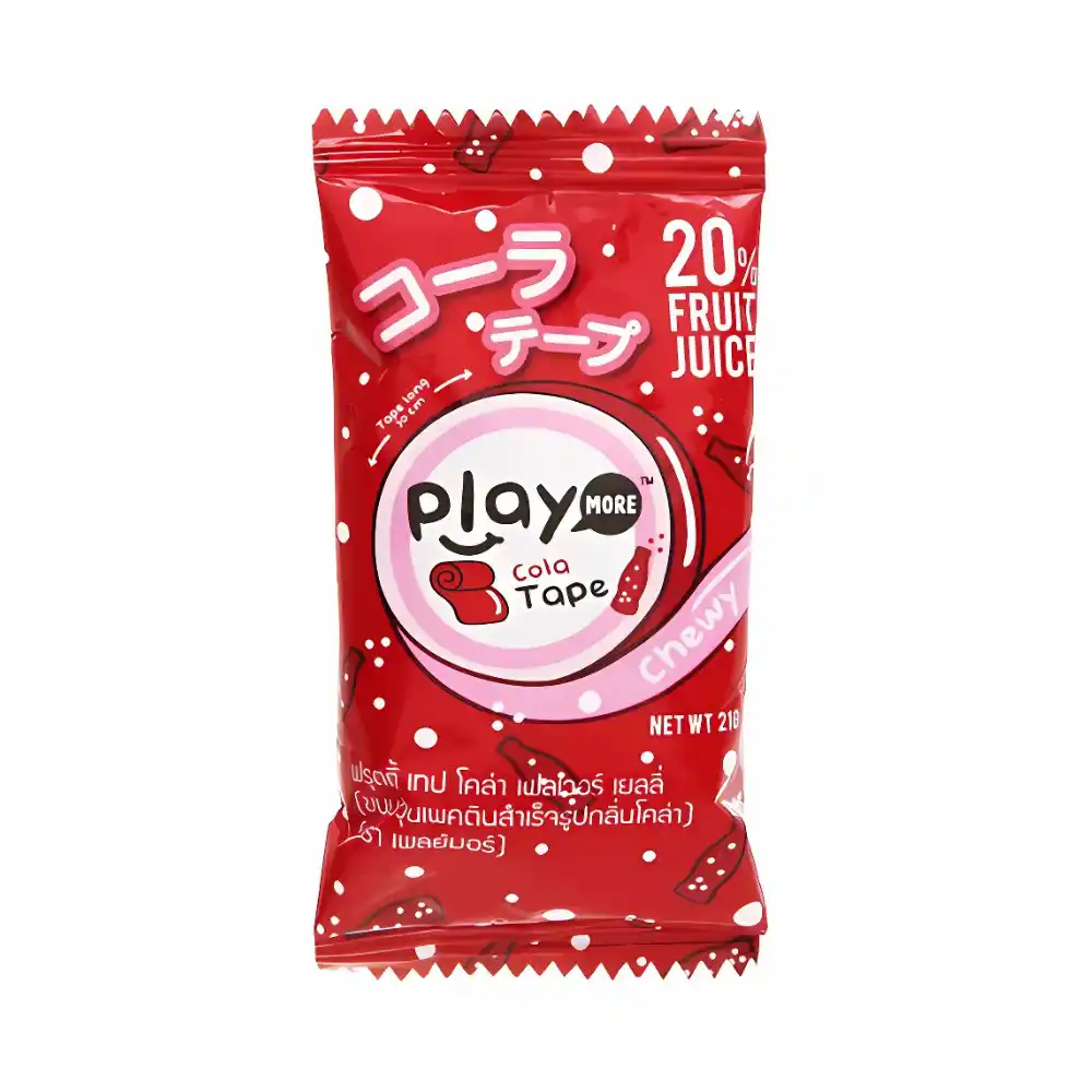 Kẹo dẻo cuộn PlayMore hương cola/hương nho/hương dâu gói 21g (từ 3 tuổi)