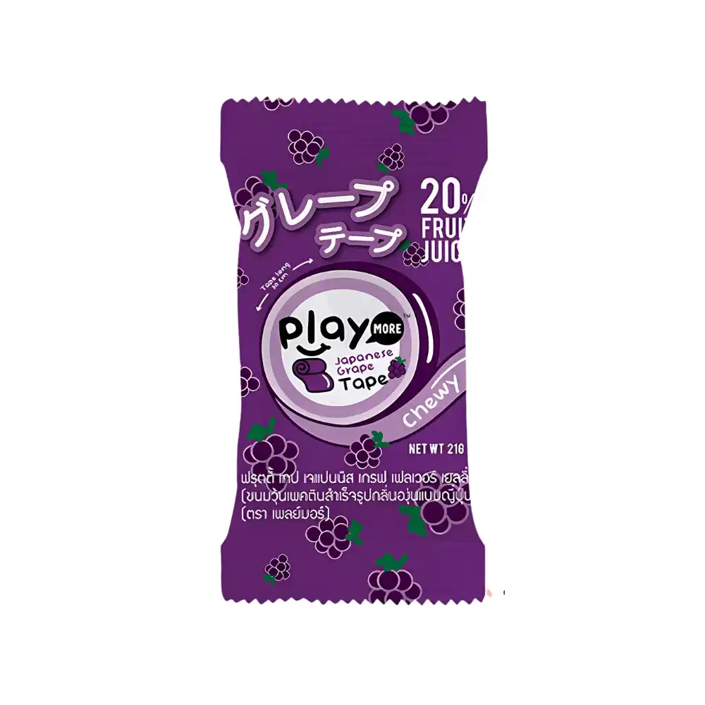 Kẹo dẻo cuộn PlayMore hương cola/hương nho/hương dâu gói 21g (từ 3 tuổi)