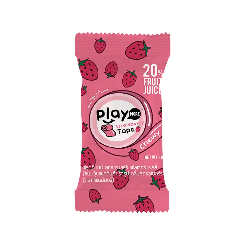 Kẹo dẻo cuộn PlayMore hương cola/hương nho/hương dâu gói 21g (từ 3 tuổi)