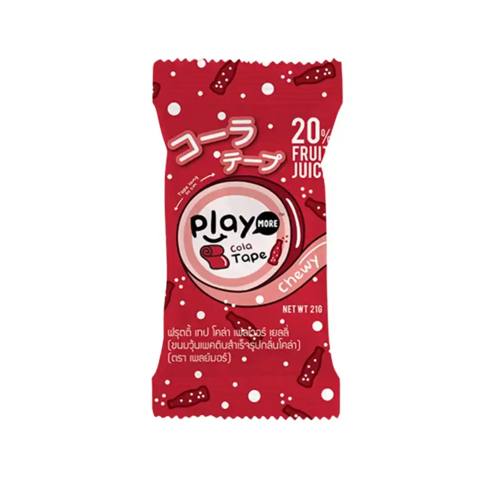 Kẹo dẻo cuộn PlayMore hương cola/hương nho/hương dâu gói 21g (từ 3 tuổi)