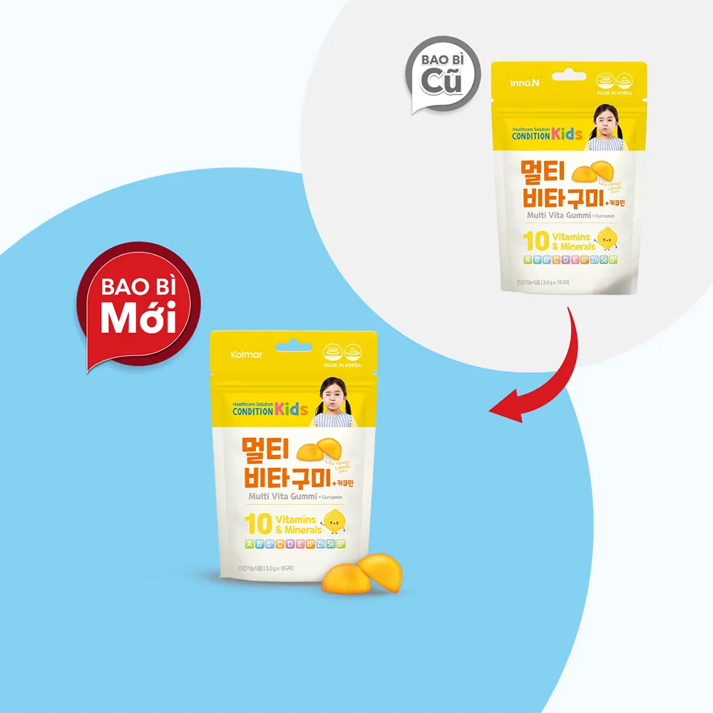 Kẹo dẻo dinh dưỡng Condiion Kids multi vita gummi + curcumin (Hộp 5 gói x 18 viên)