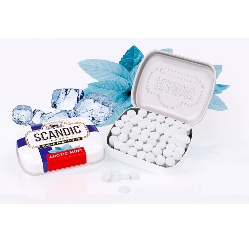 Kẹo ngậm không đường Nga Scandic vị Bạc Hà/Cam Quýt/Berries rừng hộp 14g