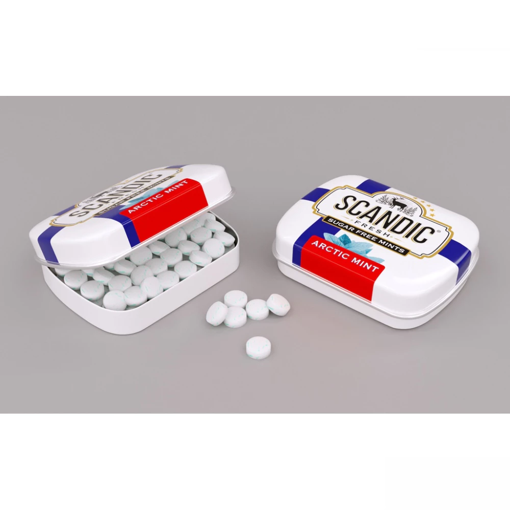 Kẹo ngậm không đường Nga Scandic vị Bạc Hà/Cam Quýt/Berries rừng hộp 14g