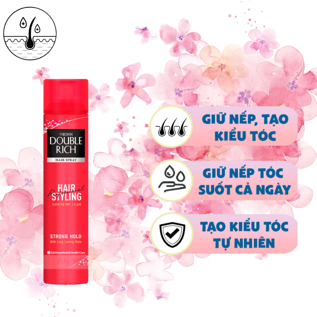 Keo tạo kiểu tóc Double Rich dạng xịt giữ tóc cố định 170ml