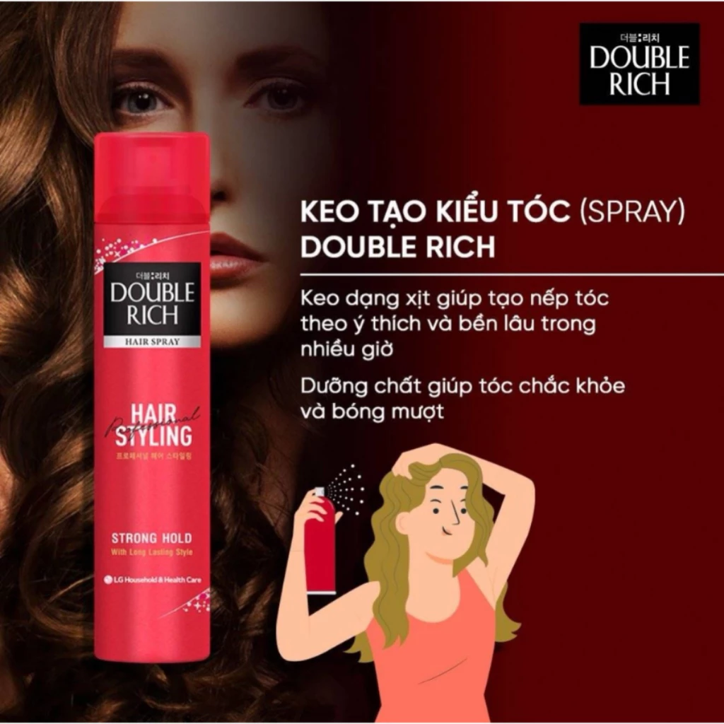 Keo tạo kiểu tóc Double Rich dạng xịt giữ tóc cố định 170ml