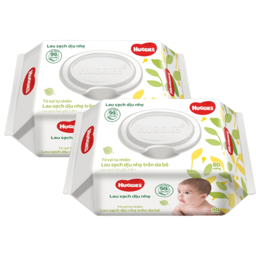 Khăn ướt Huggies Clean Care không mùi gói 80 miếng